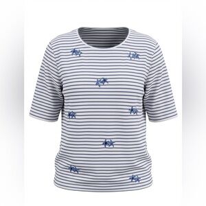 LULU-B WOMENS STRIPED BLOUSE BLUE WHITE SIZE 2X